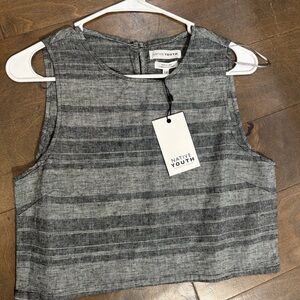 Native Youth Charcoal Striped Crop Top